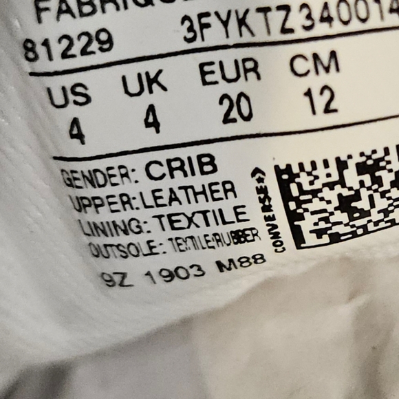 Converse First Star White Leather Infant Unisex Sneakers Size 4 US Crib with Box - Picture 13 of 14